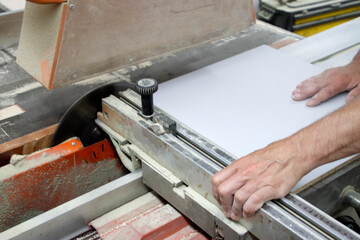 Cutting wood in a factory