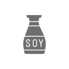 Vector soy sauce, asian seasoning grey icon.