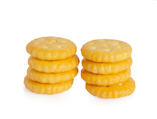 Cracker close-up isolated on white background