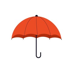 Red Opened umbrella for protection from rain. Autumn season fashion accessory.