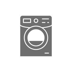 Washing machine, washer grey icon. Isolated on white background