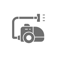 Vector vacuum cleaner, hoover, cleaning grey icon.