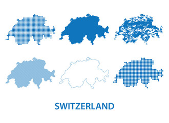 map of Switzerland - vector set of silhouettes in different patterns
