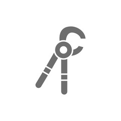 Tooth extraction tool, dental surgery instruments grey icon.