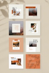 Autumn color tone social media blog template vector 
