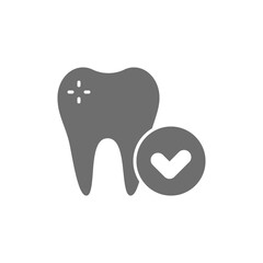 Vector healthy tooth, dental care grey icon.