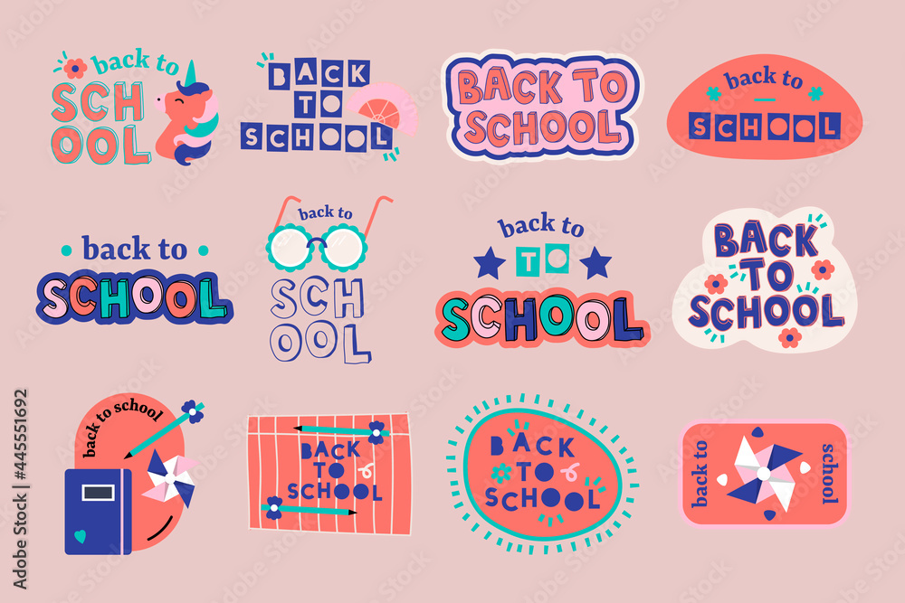Poster back to school design elements vector set
