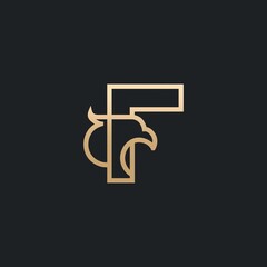 Letter F Eagle Logo , Initial Premium Design