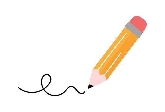 A picture with a pencil and a stroke. Vector illustration.