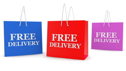 Obraz na płótnie Canvas Shopping bags with free delivery concept