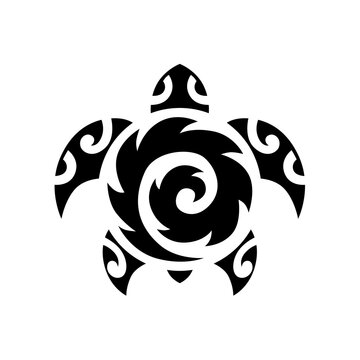 Sea turtle in the Maori style. Tattoo sketch or logo	
