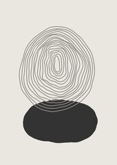 Black and white illustration. Grey lines and black circle.