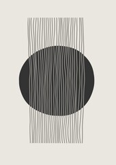 Black and white illustration. Grey lines and black circle.