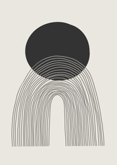 Black and white illustration. Grey lines and black circle.