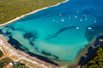 Aerial view of the Sakarun beach  on Dugi otok, Croatia