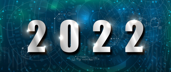 Happy New 2022 Year. Futuristic Technology Template -
