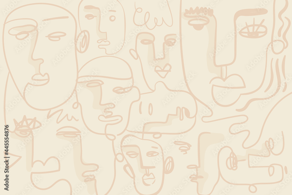 Poster abstract face line drawing background design resource vector