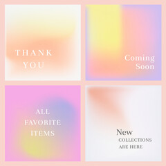 Social media marketing banner vector set gradient pastel background