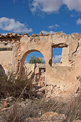 ruins of old house and grazing farm. Change of society and climate