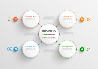 Business infographic template with 4 options, steps or processes. Can be used for workflow layout, diagram, annual report, web design 