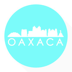 Oaxaca, Mexico Round Button City Skyline Design. Silhouette Stamp Vector Travel Tourism.