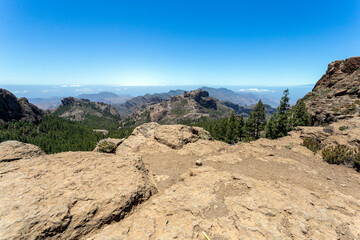 Mountains of Gran Canaria view from the rocks of Roque Nublo