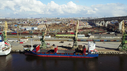 Aerial view of Industrial port in Russia