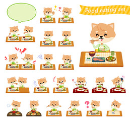 食事に関するイヌの女の子のセット