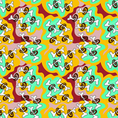 Abstract psychedelic seamless pattern with unique wave elements