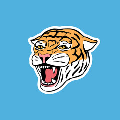 Tiger head sticker. Vector illustration