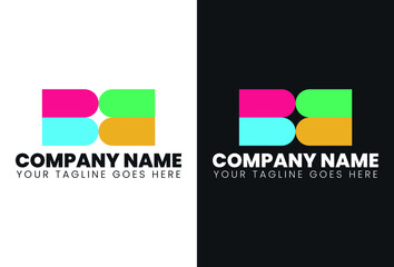 Minimalist Logomark Colorful Double B rectangle flag with negative space star in center Logo vector good for the business company in technology, consulting, finance, fashion, startup, app, and more.