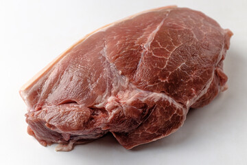 Pork front leg meat on white background