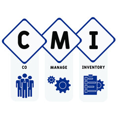 CMI - Co Managed Inventory acronym. business concept background.  vector illustration concept with keywords and icons. lettering illustration with icons for web banner, flyer, landing 