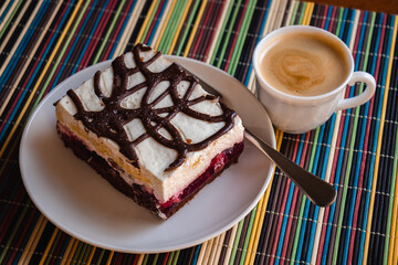 cherry cake and black coffee