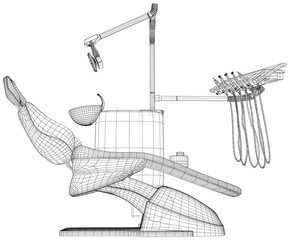 Dental chair. EPS10 format. Wire-frame Vector created of 3d.