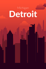 Fototapeta premium Detroit, USA famous city scape view background.