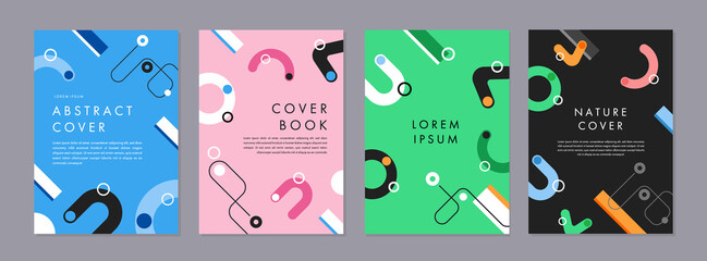 Set of abstract geometric memphis templates. Universal cover Designs for Annual Report, Brochures, Flyers, Presentations, Leaflet, Magazine.	