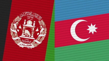 Azerbaijan and Afghanistan Two Half Flags Together Fabric Texture Illustration