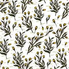 Yellow meadow flower seamless pattern background. Rustic elegant romantic simplicity textile vector wallpaper. Tiny fabric illustration.