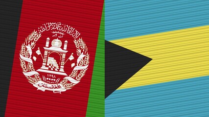 Bahamas and Afghanistan Two Half Flags Together Fabric Texture Illustration