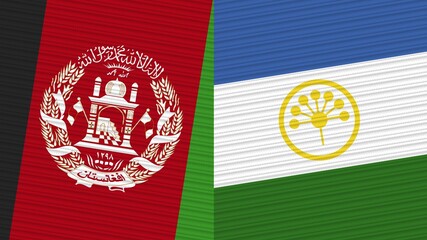 Bashkortostan and Afghanistan Two Half Flags Together Fabric Texture Illustration