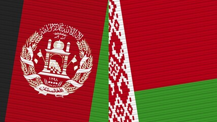 Belarus and Afghanistan Two Half Flags Together Fabric Texture Illustration