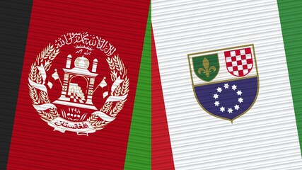 Bosnia and Herzegovina Federation and Afghanistan Two Half Flags Together Fabric Texture Illustration