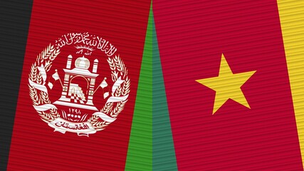 Cameroon and Afghanistan Two Half Flags Together Fabric Texture Illustration