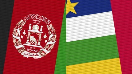 Central African Republic and Afghanistan Two Half Flags Together Fabric Texture Illustration