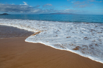 Tropical beach with sea sand on summer vacation.
