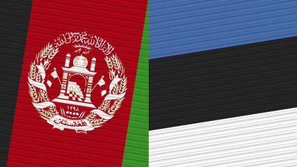 Estonia and Afghanistan Two Half Flags Together Fabric Texture Illustration