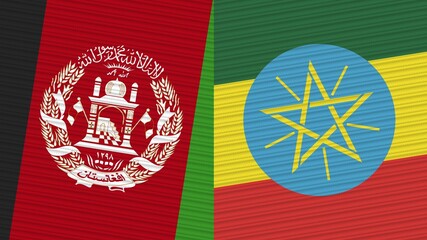 Ethiopia and Afghanistan Two Half Flags Together Fabric Texture Illustration