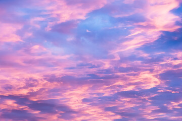 The magnificent colors of a summer sunset in the sky