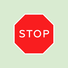 Stop Octagonal Sign on Gray Background. Modern Flat Vector Illustration. Social Media Template.